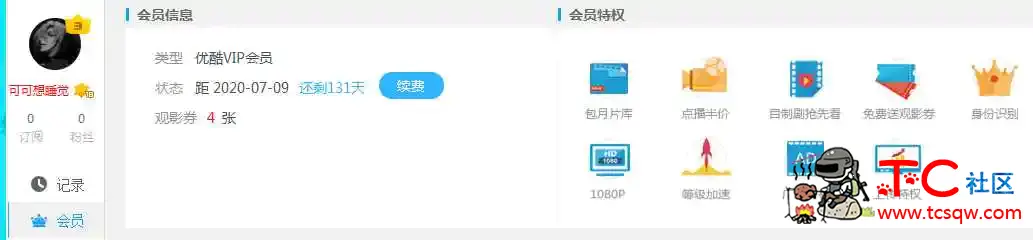 优酷VIP3会员账号分享 TC辅助网www.tcsq1.com4289