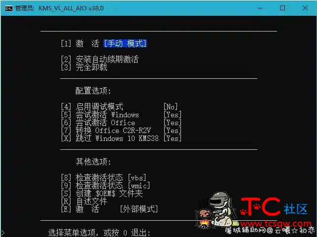 智能激活脚本KMS v38中文版 家庭中文版,TC辅助网www.tcsq1.com1230