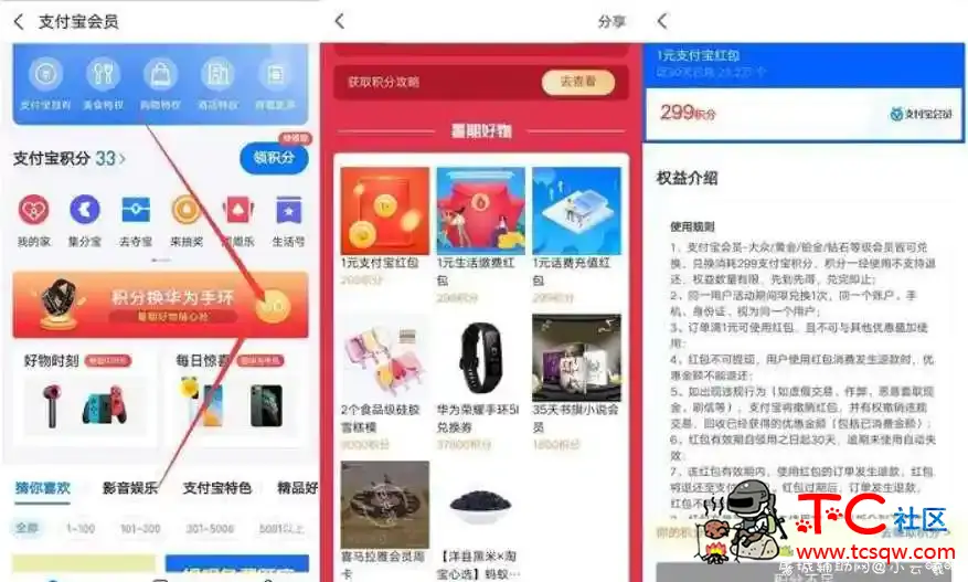 支付宝会员积分兑换1元支付红包/生活缴费红包 TC辅助网www.tcsq1.com285