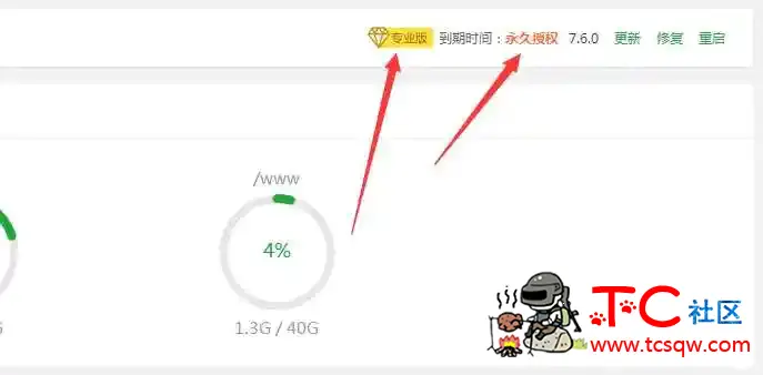 宝塔面板最新7.6.0升级专业/企业版授权代码 TC辅助网www.tcsq1.com7366