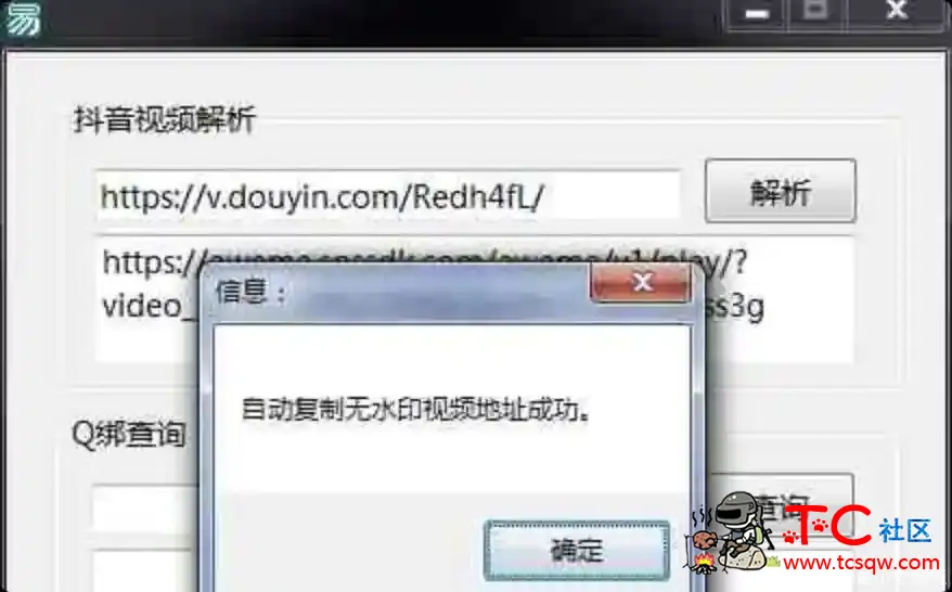 抖音视频解析+Q绑查询软件免费版 TC辅助网www.tcsq1.com3203