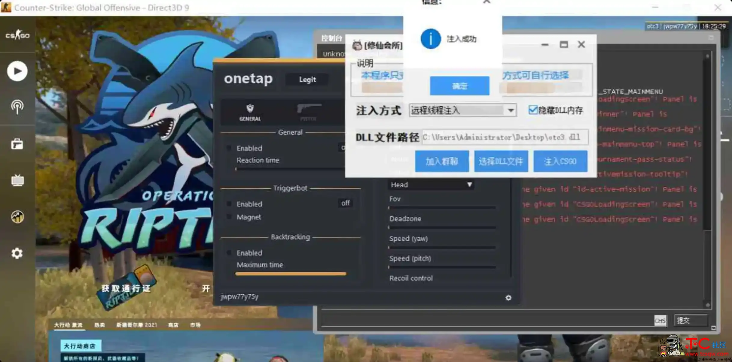 CSGO专用DLL注入器 TC辅助网www.tcsq1.com777
