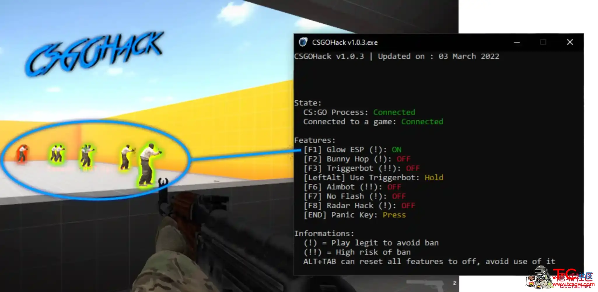 CSGO Hack v1.0.7 透视自瞄连跳多功能辅助 TC辅助网www.tcsq1.com8698