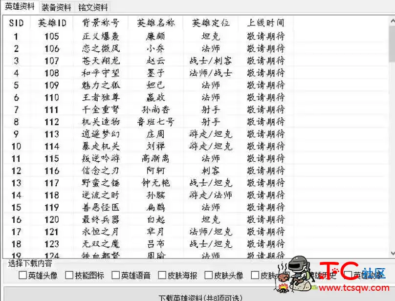 王者荣耀资料采集器 英雄、铭文和装备 TC辅助网www.tcsq1.com6573