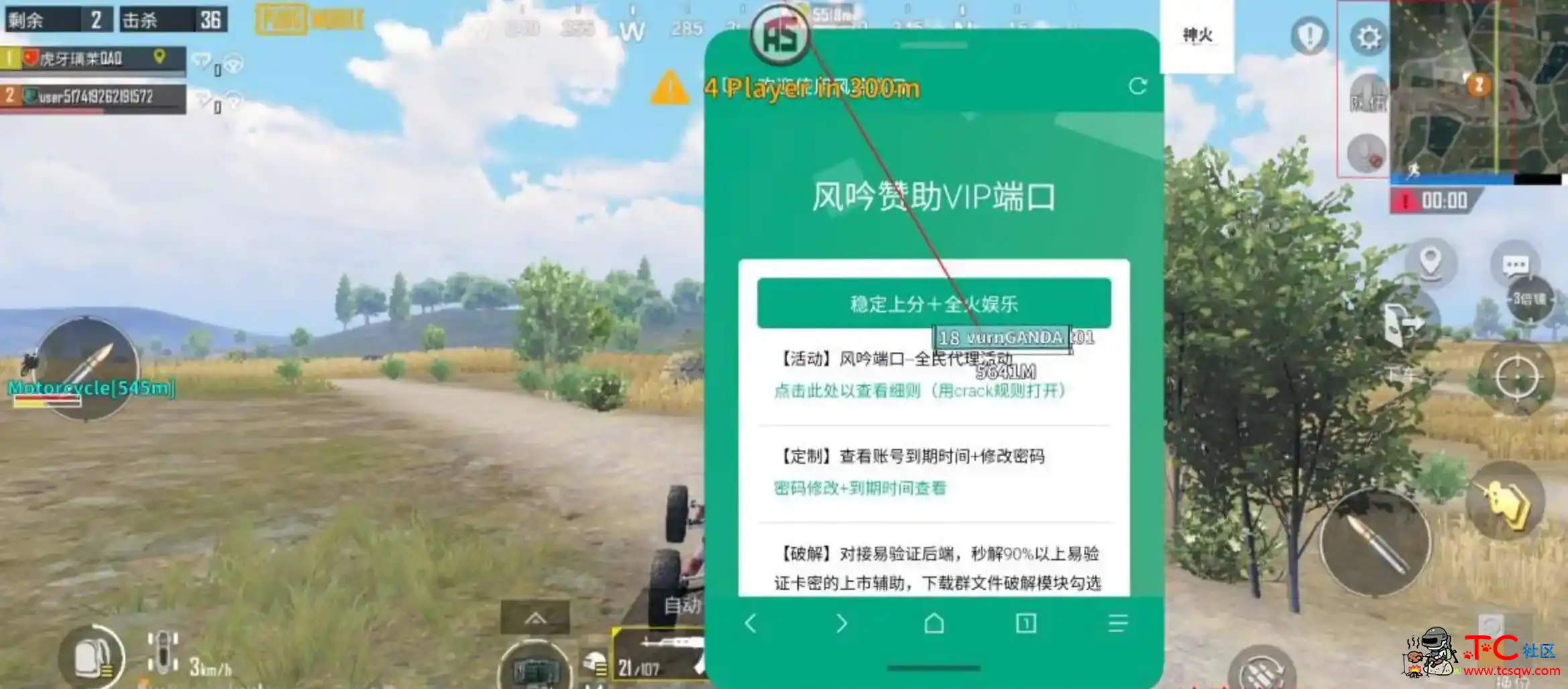 PUBG国际服风吟子半裸奔子追汉化插件 TC辅助网www.tcsq1.com3639