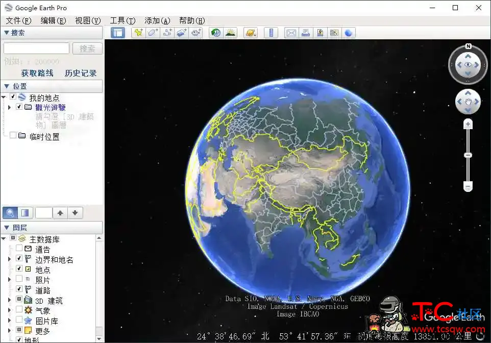 PC谷歌地球v7.3.6.9264绿色版谷歌地球专业版 TC辅助网www.tcsq1.com821